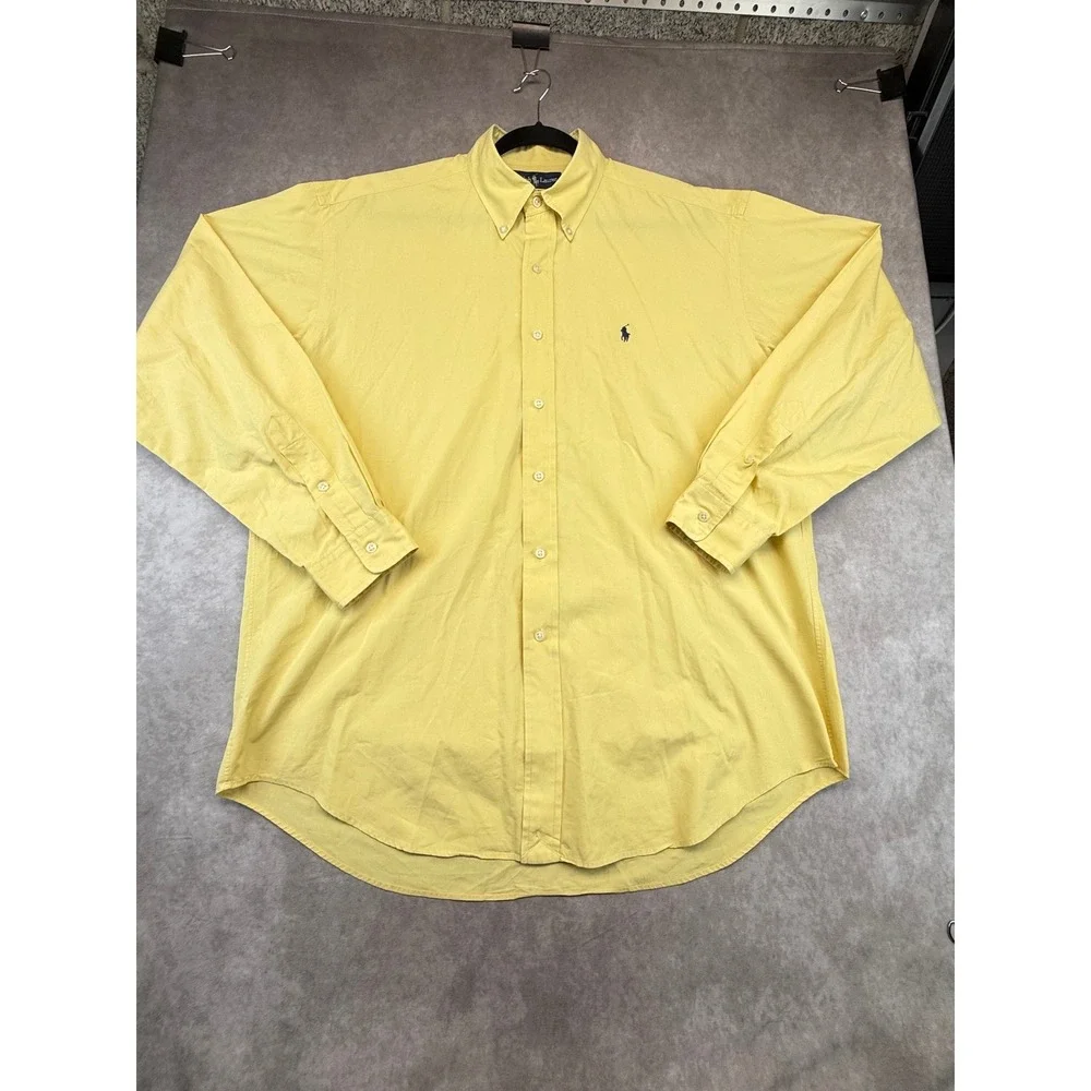 Vintage Polo Ralph Lauren Men's L Blake Yellow Cotton Oxford Button Down Shirt